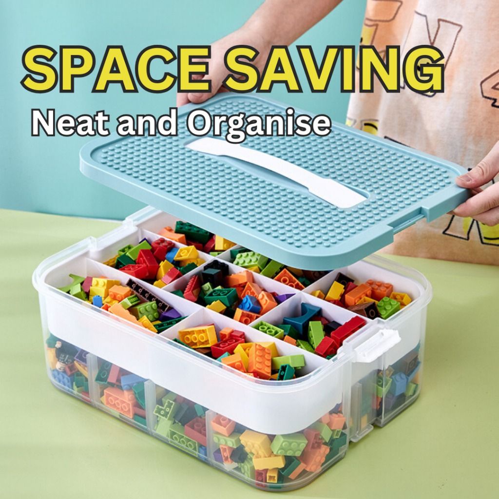 LEGO Inspired STORAGE BOX with Divider Stackable Transparent Clear Plastic Lightweight Multi Tier Toys Organiser Furniture Home Living Home Improvement Organisation Storage Boxes Baskets on Carousell