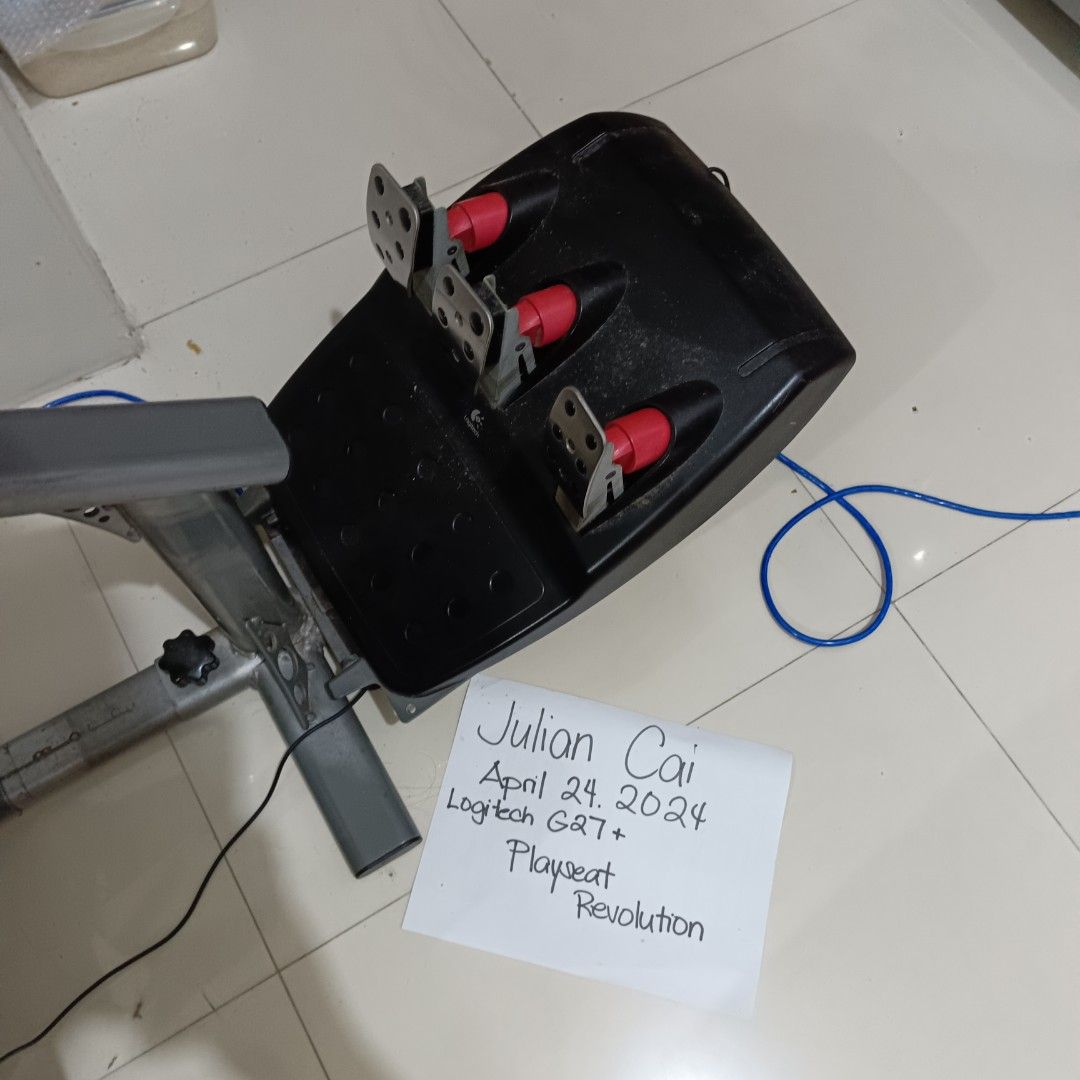 Logitech G27 Play Seat Revolution Racing Simulator (Category: Controllers) located in Manila. Submitted by juliancai (Listing ID 1299921389, Image 3). Description: Logitech G27 Racing Wheel, Pedals and Shifter Playseat Revolution Cockpit with Shifter Holder All working, plug and play, minor wear on steering wheel leather.