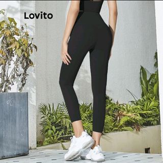 Lovito Black High Waist Slimming Compression Leggings