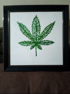 Marijuana Leaf painting by R Esguerra, 2'x 2' Acrylic on Canvas, Titled CBD.