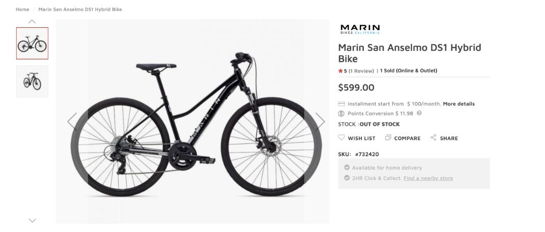 Marin San Anselmo DS1 Hybrid Bike Size M Sports Equipment Bicycles Parts Bicycles on Carousell