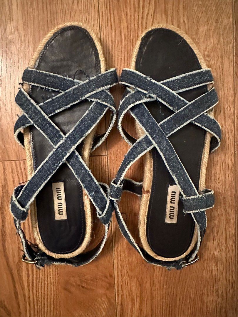 Miu miu denim sandals sale