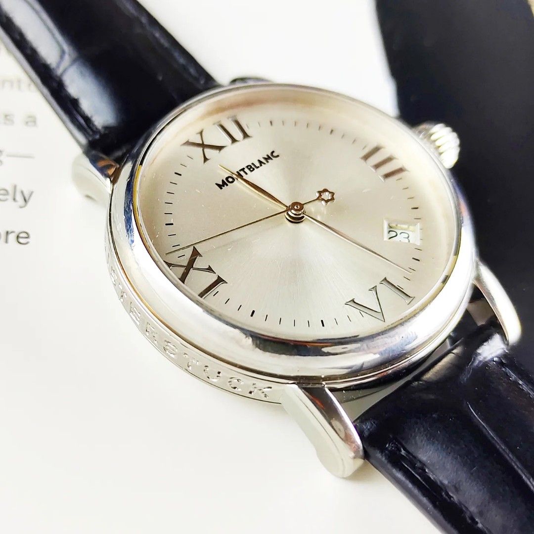 Montblanc Meisterstuck 7042 (Category: Men's Watches) located in Manila. Submitted by ab.authentic.collection (Listing ID 1299817606, Image 3). Description: Available for Sale Montblanc Meisterstuck 7042 - Ref. 7042 - 36mm x 42mm from lugs to lugs - Quartz; keeps time - Onion Crown, Signed - Original Tang Buckle, AM Leather - With free travel leather pouch included - Unit only - Open for Authentication Open for Meetups (Sure buyer) Price: 32,000.