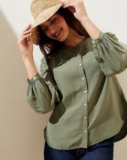 M&S linen blend longsleeve blouse top