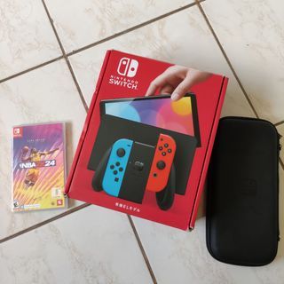 Nintendo Switch OLED with Carrying Case, NBA 2K24 Game, and Game Case - Like New