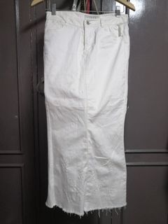 Off White Fitted Semi Mermaid Long Skirt