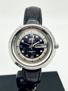Orient Crystal Black Dial Leather Strap