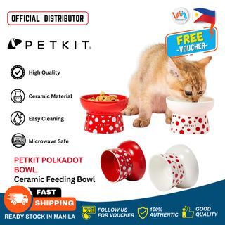PETKIT Polkadot Ceraspot Ceramic Bowl Polka Dots Red White Cat and Dog Feeding Bowl Microwave Safe