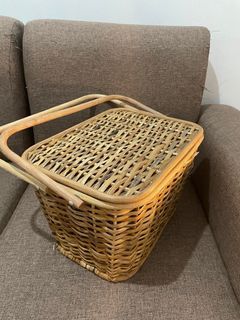 Rattan Picnic Basket / Storage Box / With Lid & Handle