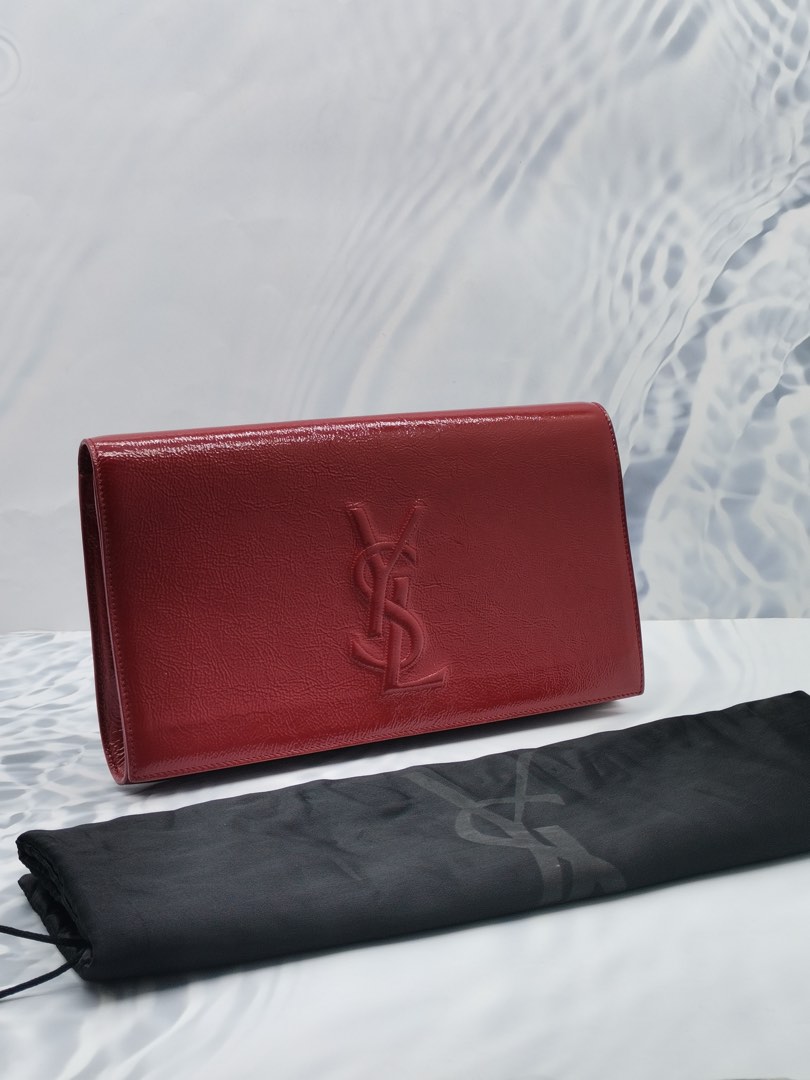 RAYA SALE YSL SAINT LAURENT SAC DE JOUR RED PATENT LEATHER FLAP ENVELOP CLUTCH BAG Luxury Bags Wallets on Carousell