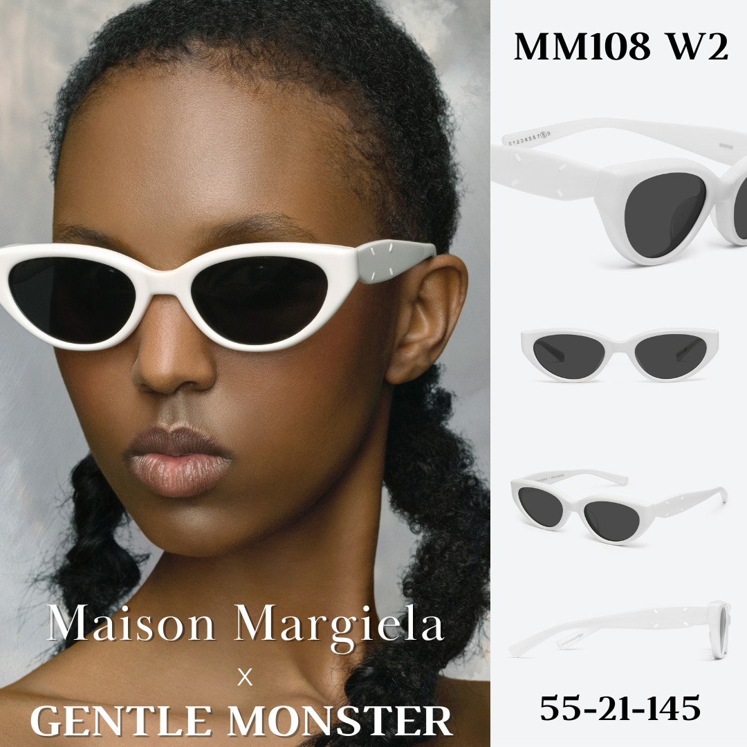 (Ready Stock) MM108 W2 | Gentle Monster X Maison Margiela Sunglasses  (Unisex) | White Acetate Cat-eye shape | Black Lenses | 55-21-145, Women's  Fashion, Watches & Accessories, Sunglasses & Eyewear on Carousell