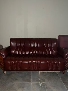 Red leather sofa (3-seater)