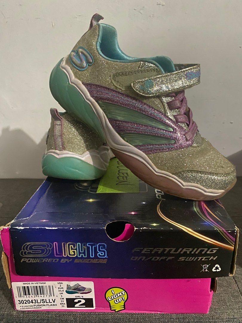 Skechers lights shoes (Category: Babies & Kids Fashion) located in Manila. Submitted by shiim (Listing ID 1299872230, Image 1). Description: Bought from Australia Hindi na kasya sa daughter ko,2 pairs siya well used siya Pero in personal as in maayos pa siya worth it siya sa 1k.