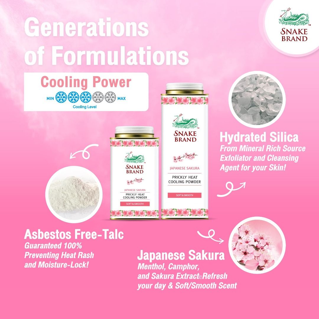 Snake Brand Prickly Heat Cooling Powder (Expiry: 03/2026), Beauty ...