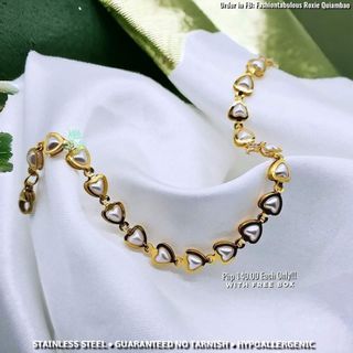 Stainless Steel Pearl Heart Bracelet