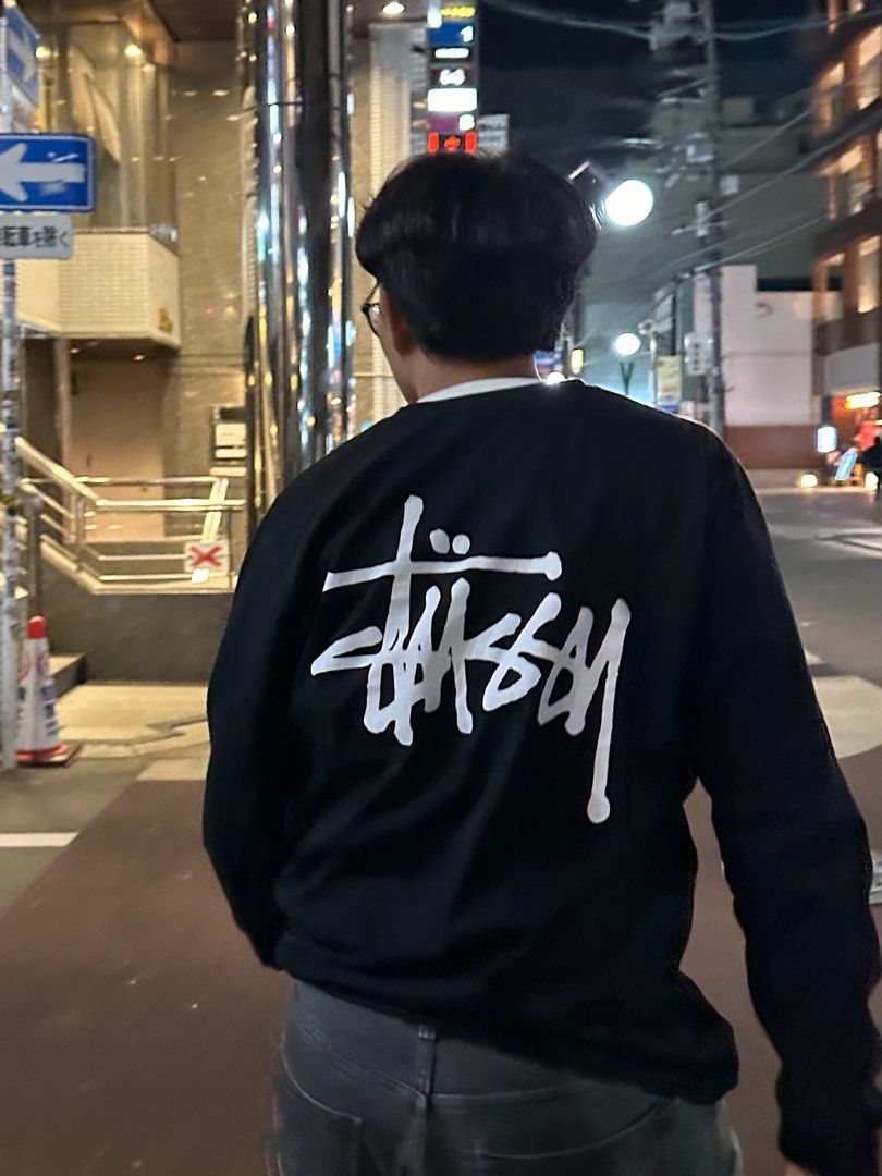 Stussy black long sleeve tshirt Men s Fashion Tops Sets Tshirts Polo Shirts on Carousell