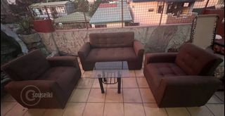 [Take All] ‼️ RUSH ‼️Brown Sofa Set with Center Table