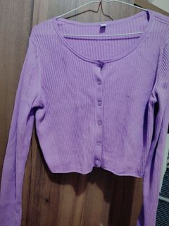 UNIQLO Lavender Ribbed Knit Crop Top