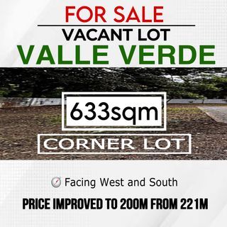 Valle Verde Vacant Lot for Sale Corner Lot 633sqm