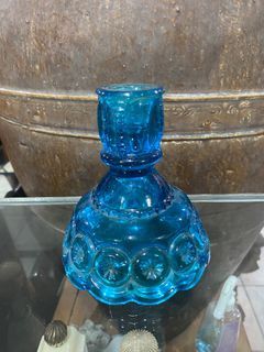 Vintage Blue Glass Candle Holder