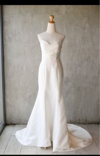 Wedding Gown with Trail, Gloves and Veil