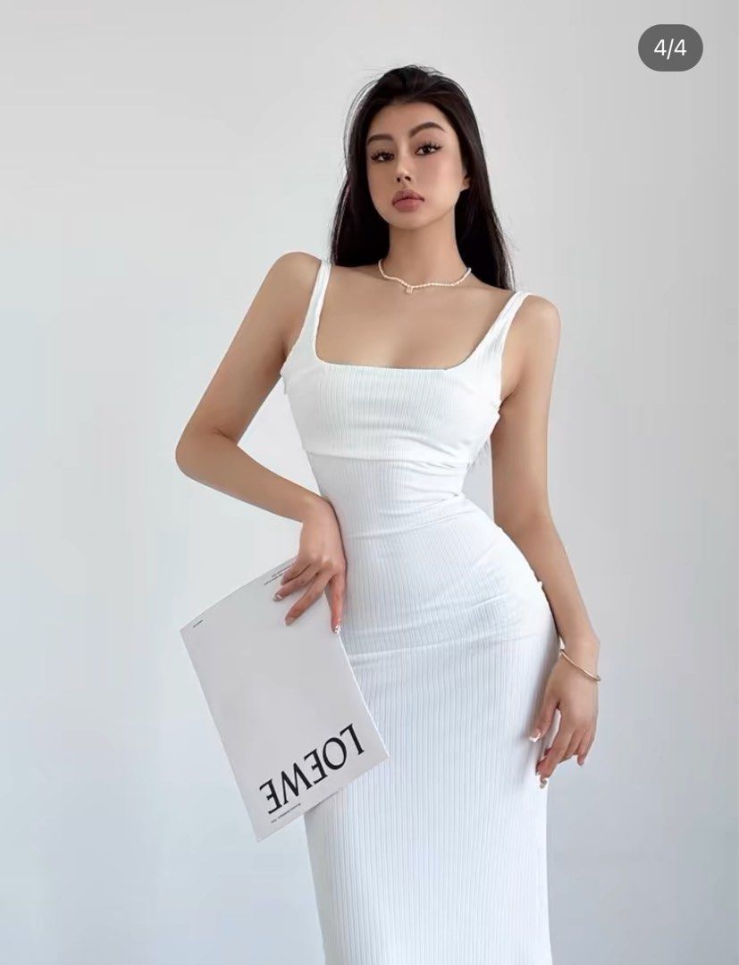 White ribbed bodycon dress 2025