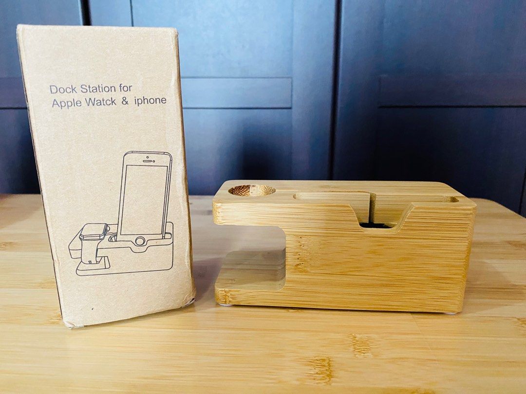 Wooden Dock Station for iwatch iphone, Antik, Lainnya di Carousell