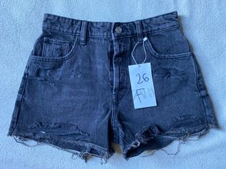 Zara Black Beach Denim Shorts