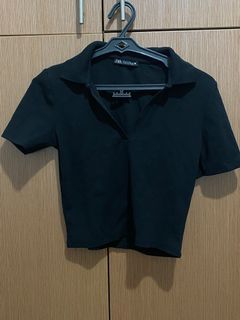 Zara polo shirt crop top