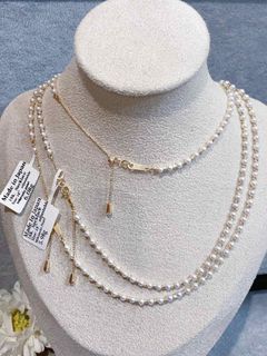 18k yg  adjustable mikimoto pearl necklace