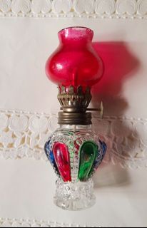 1950's Ruby Red Miniature Oil Lamp