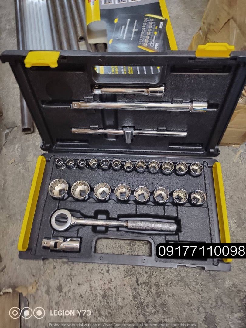 27 pcs Socket Wrench Set (Category: Construction Tools & Equipment) located in Manila. Submitted by joeyroque09 (Listing ID 1300001639, Image 1). Description: 27 pcs Socket Wrench Set Specs : 1/2” drive .
