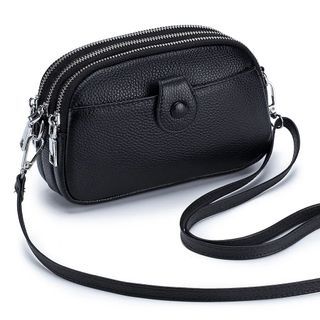 3 Layer Sling Bag - Leather, with Zipper