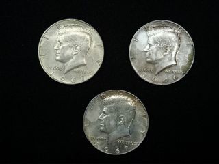 3 Silver Kennedy Half Dollar
