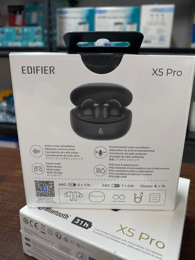 ✅ Edifier X5 Pro Bluetooth Wireless Active Noise Cancellation True Wireless Earbuds Black (Category: Earphones) located in Pasig City. Submitted by technofuseofficial (Listing ID 1300066741, Image 3). Description: Edifier X5 Pro Bluetooth Wireless Active Noise Cancellation True Wireless Earbuds Black Bluetooth: V5.3 Bluetooth Protocol: A2DP, AVRCP, HFP Charging Port: USB-C (Type-C) Playtime: ANC Off: about 7 hours (earbuds) + 24 hours (charging c