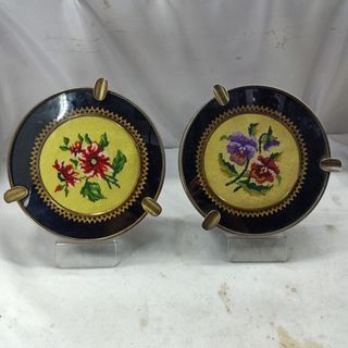 AH13 Vintage Round Framed  Floral Cross-stitch table top decor from UK for 250 each