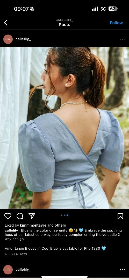 AMOR Linen Puff Sleeve Two-Way top (Category: Blouses) located in Manila. Submitted by closetdetoxbyk (Listing ID 1299951693, Image 1). Description: ⚡️ SERIOUSLY DECLUTTERING ⚡️ ‼️Please be considerate. Hagglers and lowballers will be blocked. 📏: M on tag, but can fit up to S-M comfortably 🔍: 10/10 NEVER USED, No when worn available. SRP is 1380, also paid sf + 250 ➡️ RFS: I have this in black, prefer to use that more. 💸 MOP: BPI/GCash/Maya/Un