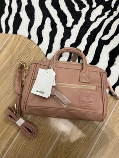 anello upgraded retro clasp 2 way shoulder leather bag in pink bnwt