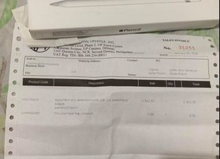 apple pencil with receipt and warranty