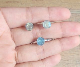 Aquamarine rose ring and earrings
