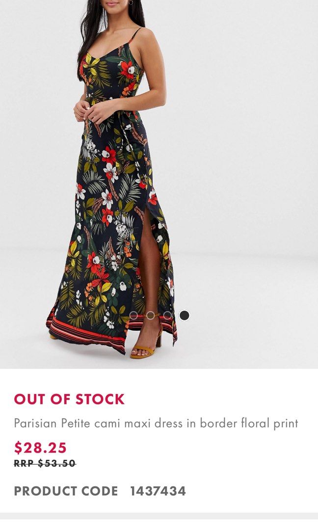 ASOS Parisian Petite cami maxi dress in border floral print Women s Fashion Dresses Sets Dresses on Carousell