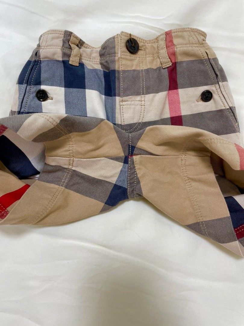 Authentic Burberry shorts size 80 Kids Check Printed Tailored Beige Classic button elastic short