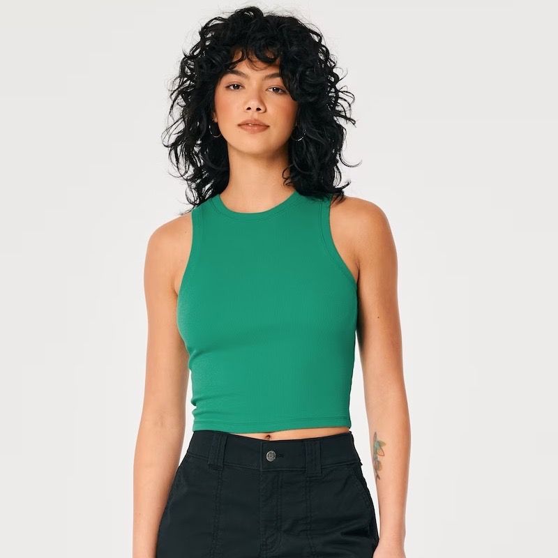 AUTHENTIC HOLLISTER Green Ribbed High Neck Tank