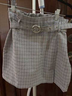 Bershka Checkered Mini Skirt with Belt