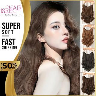 Big wave One piece U shaped hair extension in Natural black 60 cm