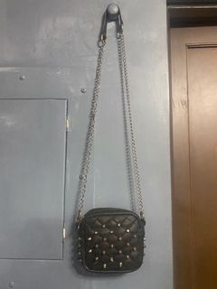 Black leather with silver studs bodybag