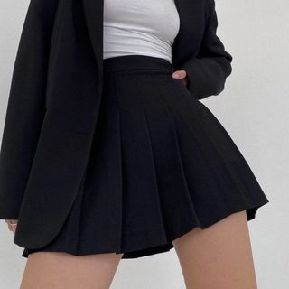 black pleated skirt tennis skirt