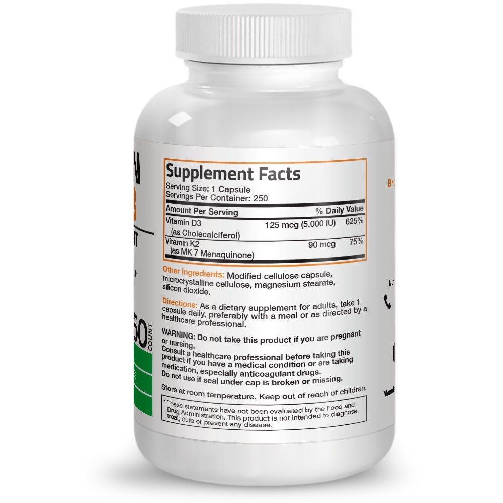Bronson Vitamin D3 K2 5000 iu isi 250 Capsules Original USA, Kesehatan
