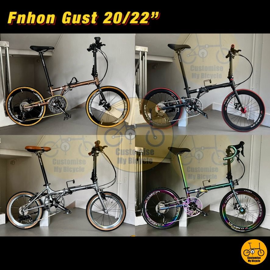 🚴 Fnhon Gust Folding Bike 𝗠𝗥𝗧/𝗕𝘂𝘀-𝗙𝗿𝗶𝗲𝗻𝗱𝗹𝘆 Foldable Bicycle Lightweight Foldie Fold Bicycle 𝟭𝟰 𝗙𝗿𝗲𝗲𝗯𝗶𝗲𝘀 Shimano Schwalbe Litepro 20 22 406 451 Inch Crius Tornado Gust Velocity Dahon Bifold Birdy Customise My Bicycle (Category: Bicycles) located in Singapore. Submitted by customisemybicycle (Listing ID 1142999186, Image 2). Description: 🚇 𝐌𝐑𝐓/𝗕𝗨𝗦-𝗙𝗥𝗜𝗘𝗡𝗗𝗟𝗬, light & easy to push 🚴🏻‍♀️ 𝗘𝗔𝗦𝗬 𝗣𝗘𝗗𝗔𝗟𝗟𝗜