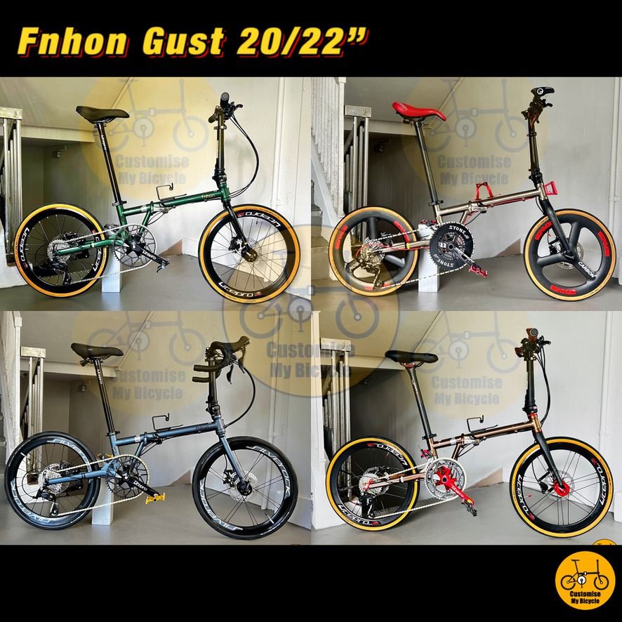 🚴 Fnhon Gust Folding Bike 𝗠𝗥𝗧/𝗕𝘂𝘀-𝗙𝗿𝗶𝗲𝗻𝗱𝗹𝘆 Foldable Bicycle Lightweight Foldie Fold Bicycle 𝟭𝟰 𝗙𝗿𝗲𝗲𝗯𝗶𝗲𝘀 Shimano Schwalbe Litepro 20 22 406 451 Inch Crius Tornado Gust Velocity Dahon Bifold Birdy Customise My Bicycle (Category: Bicycles) located in Singapore. Submitted by customisemybicycle (Listing ID 1142999186, Image 1). Description: 🚇 𝐌𝐑𝐓/𝗕𝗨𝗦-𝗙𝗥𝗜𝗘𝗡𝗗𝗟𝗬, light & easy to push 🚴🏻‍♀️ 𝗘𝗔𝗦𝗬 𝗣𝗘𝗗𝗔𝗟𝗟𝗜